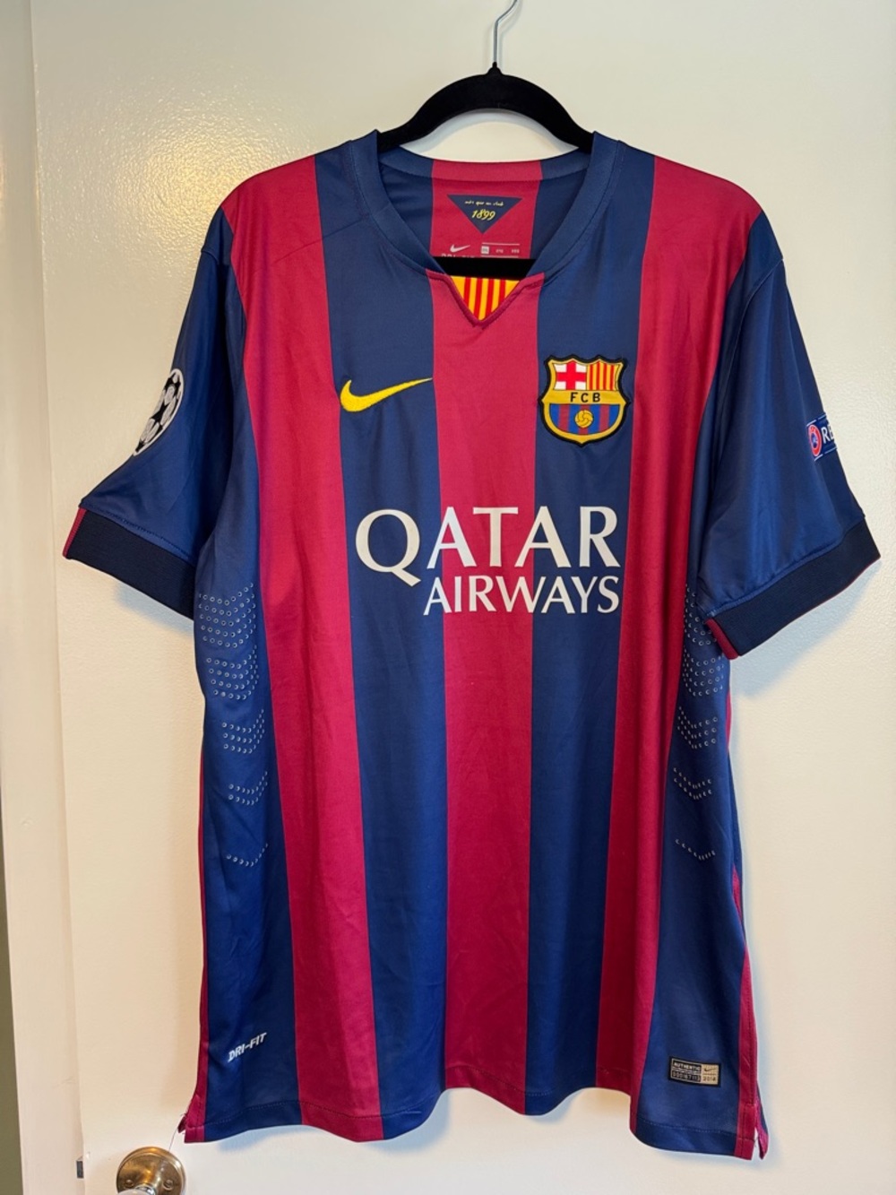 Nike Barcelona Stripe Soccer Jersey - Navy & Maroon - Neymar